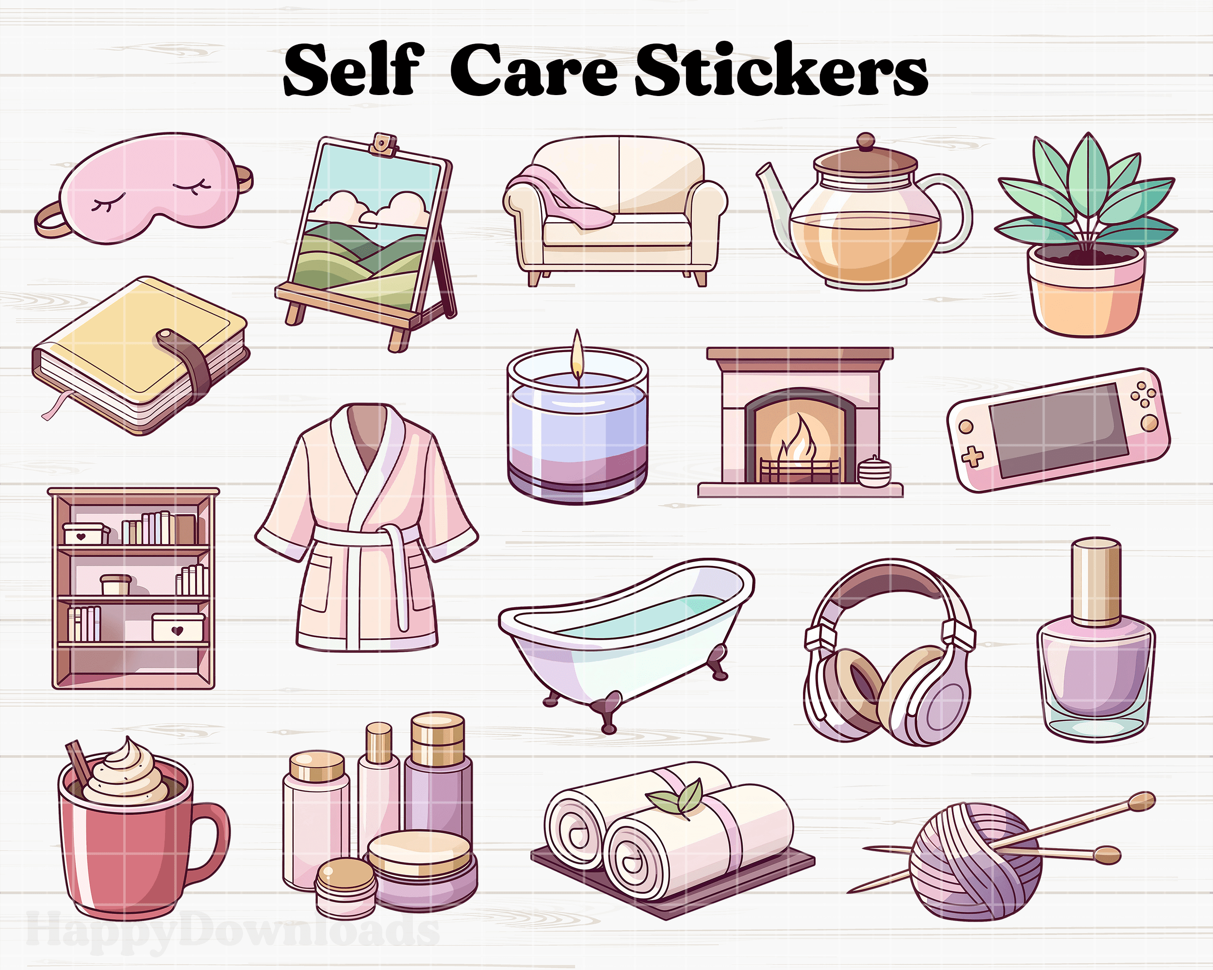 Self Care Digital Stickers