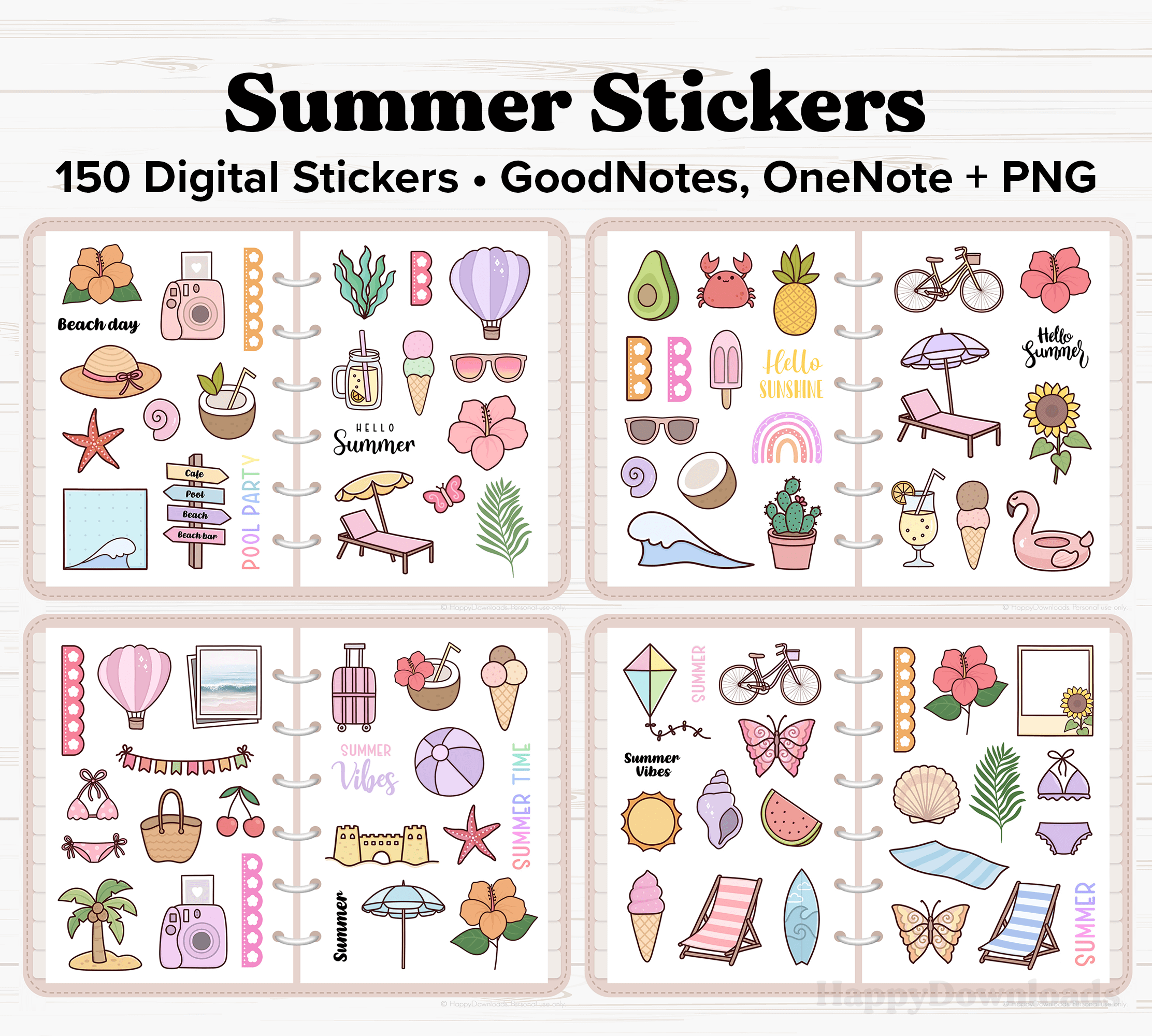 Summer Digital Stickers